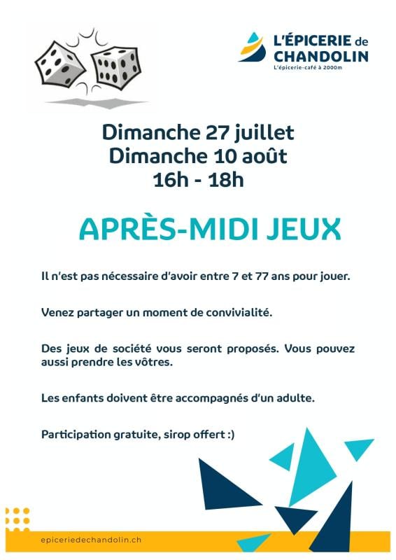 Après-midi jeux à l'Epicerie de Chandolin
