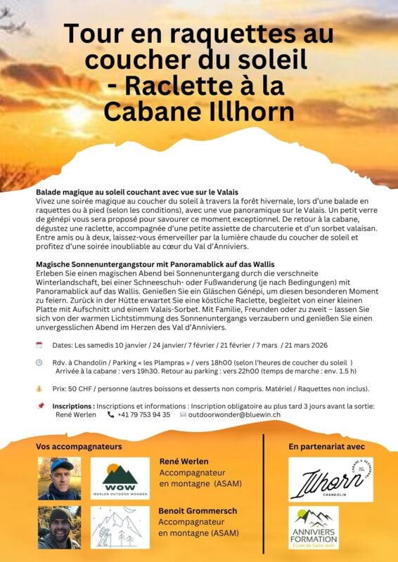 Tour en raquette au coucher du Soleil - Cabane Illhorn