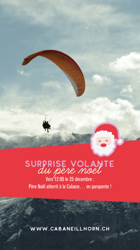 Le Père Noël arrive à la Cabane… en parapente !