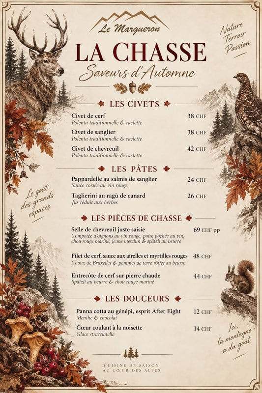 Menu chasse Le Margueron