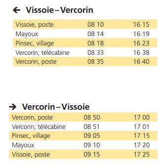 Horaire navette Vercorin-Vissoie