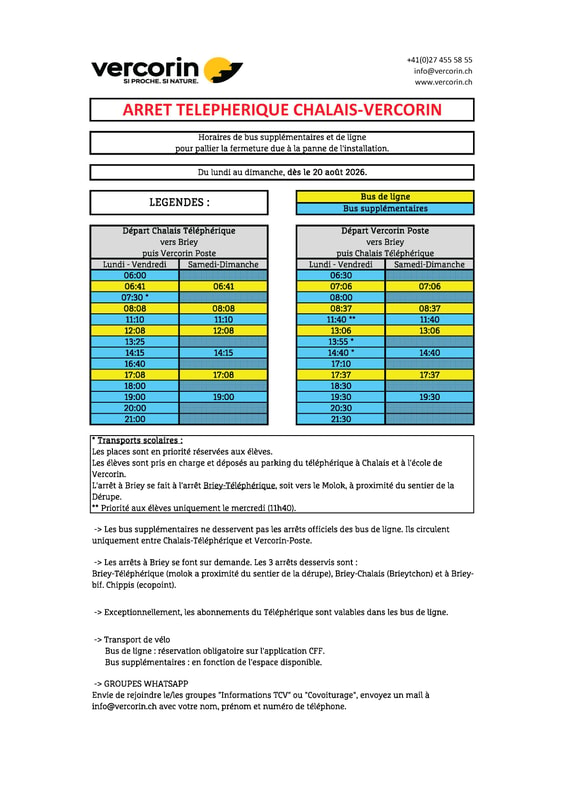Horaires de bus d&egrave;s le 20.08.2026