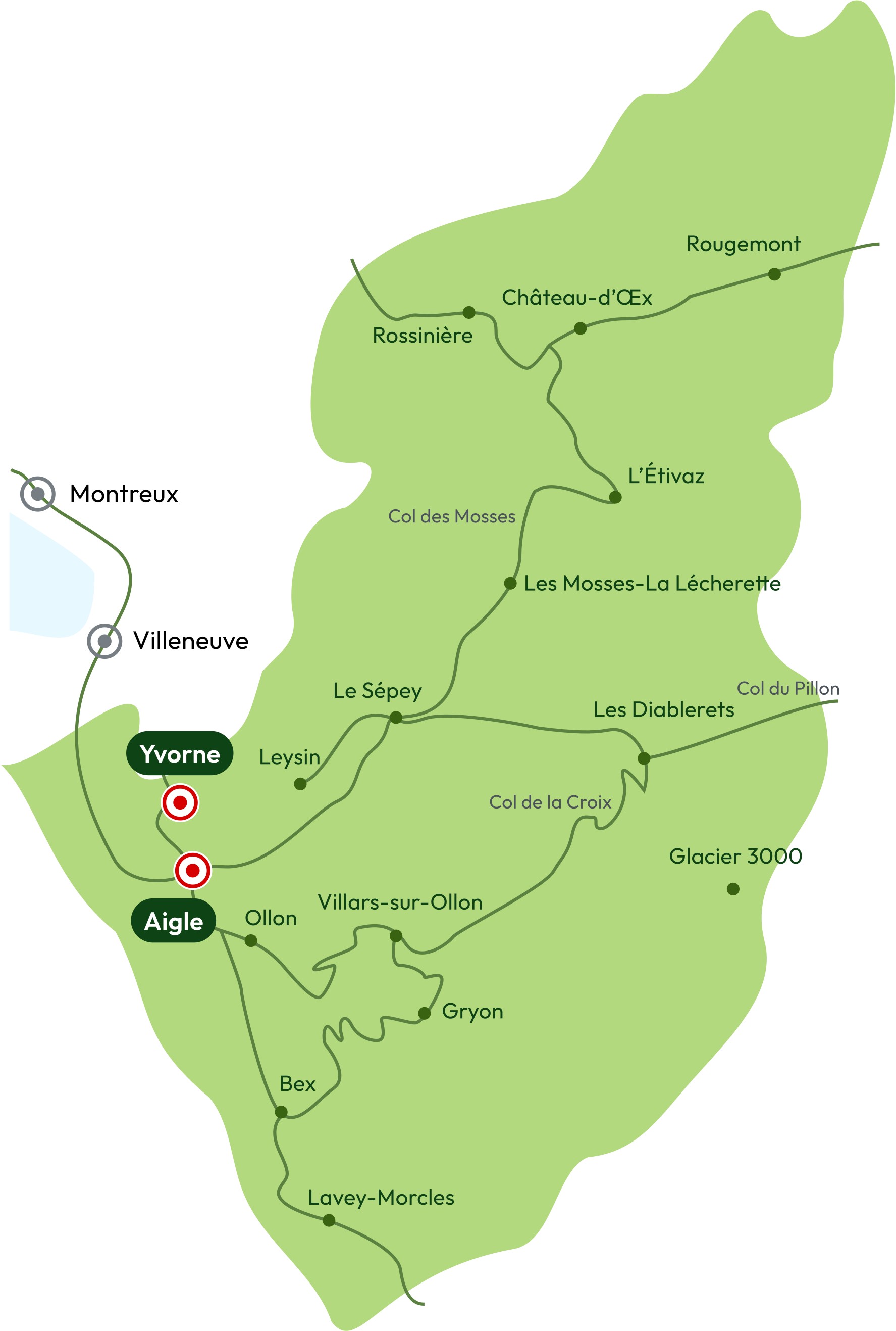 Access map for Aigle