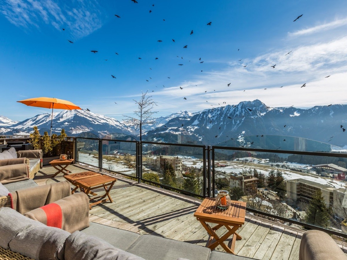 Hotel le Grand Chalet / Terrasse - Frühling - Leysin